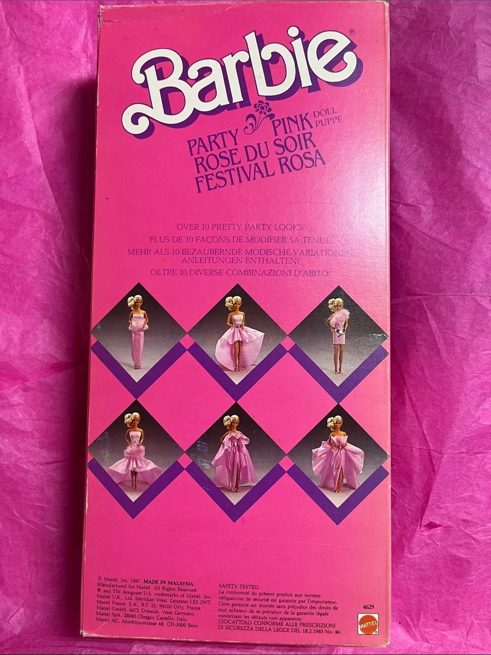 1987 Mattel Party Pink Barbie (#4629) NRFB